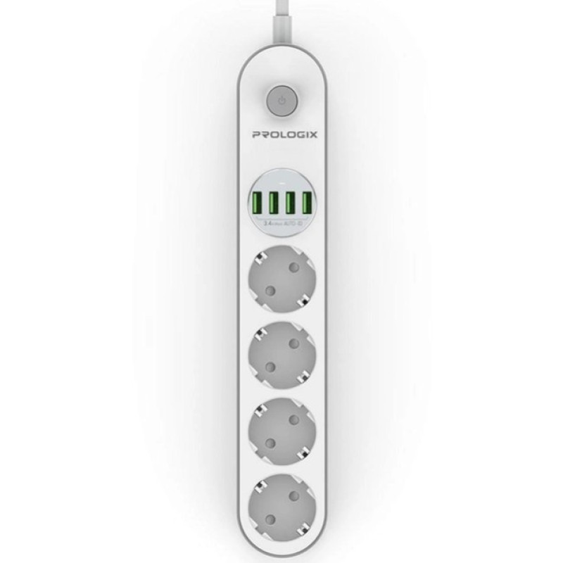 Power filtr 2.0м ProLogix Premium (PR-SE4432W) 4 розетки, 4 USB, білий