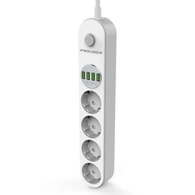 Power filtr 2.0м ProLogix Premium (PR-SE4432W) 4 розетки, 4 USB, білий
