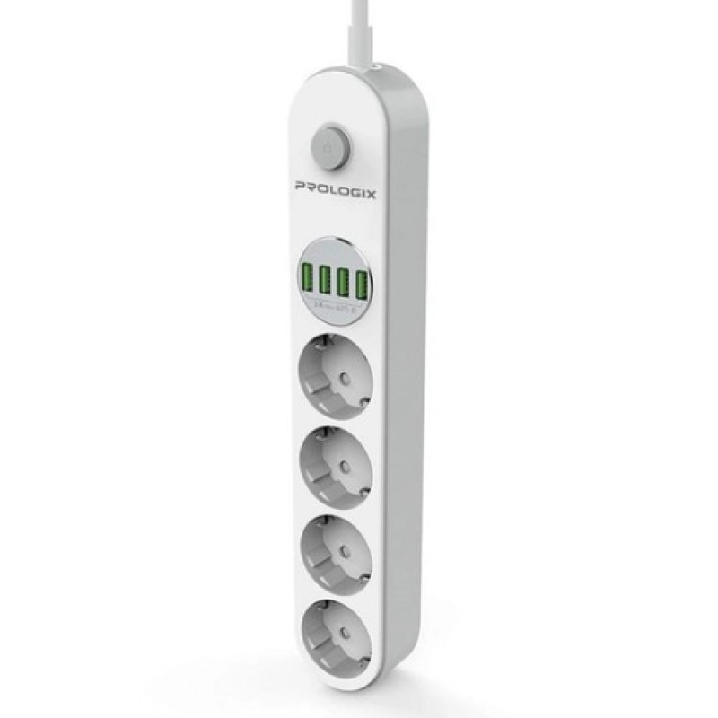 Power filtr 2.0м ProLogix Premium (PR-SE4432W) 4 розетки, 4 USB, білий