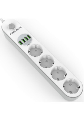 Power filtr 2.0м ProLogix Premium (PR-SE4432W) 4 розетки, 4 USB, білий