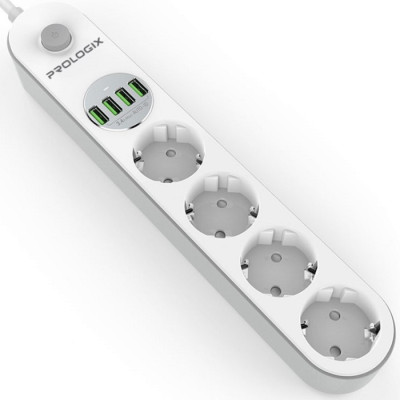 Power filtr 2.0м ProLogix Premium (PR-SE4432W) 4 розетки, 4 USB, білий