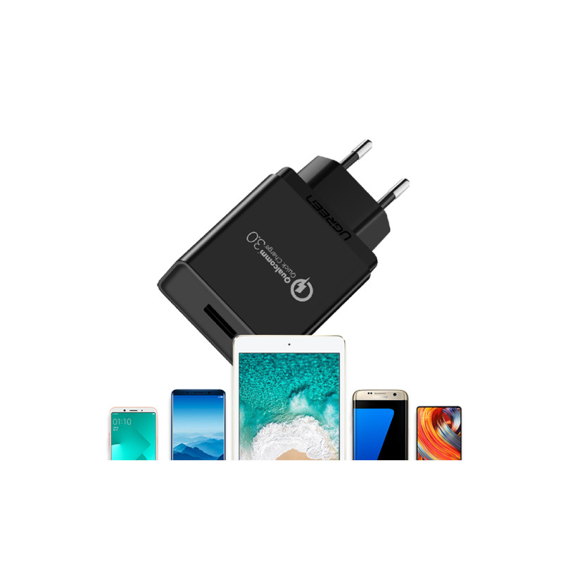 Зарядний пристрій 1xUSB 18W (USB A QC 3.0) Fast Charger Black CD122 Ugreen