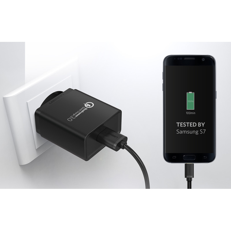 Зарядний пристрій 1xUSB 18W (USB A QC 3.0) Fast Charger Black CD122 Ugreen