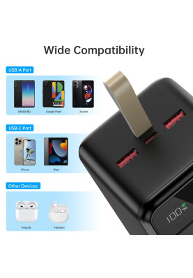 УМБ Choetech 50000mAh, 22,5W PD QC3.0, USB-C In/out, 2xUSB-A Li-pol чорна