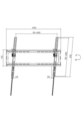 Кронштейн для ТВ AGN AGN80-460T з нахилом/37"-80"/45 кг/max.VESA 600x400/Black