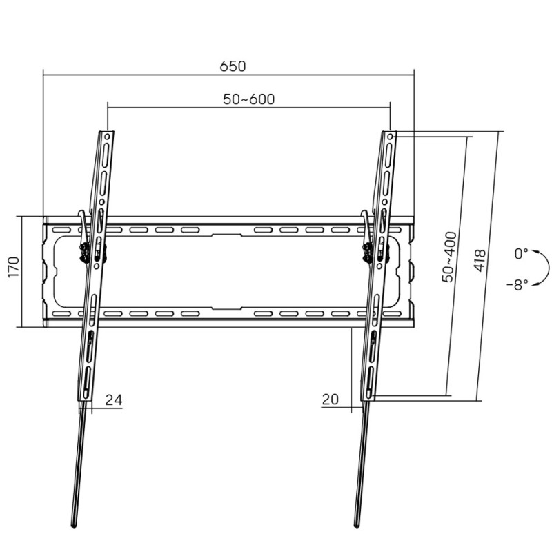 Кронштейн для ТВ AGN AGN80-460T з нахилом/37"-80"/45 кг/max.VESA 600x400/Black