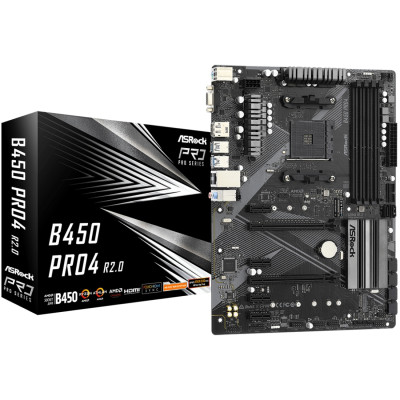 ASRock B450 PRO4 R2.0 (AM4/B450, 4*DDR4, PCIex16, DP, HDMI, VGA, 6xSATAІІІ, M.2,GLan, 8ch, ATX) ASRock B450 PRO4 R2.0 (AM4/B450, 4*DDR4, PCIex16, DP, HDMI, VGA, 6xSATAІІІ, M.2,GLan, 8ch, ATX)