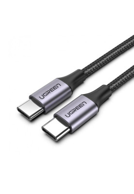 Кабель USB 2.0 Type-C M-M, 1 м, (18W) Чорний, Round Cable Nickel Plating Aluminum Shell US261 UGREEN