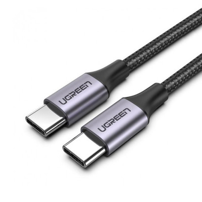 Кабель USB 2.0 Type-C M-M, 1 м, (18W) Чорний, Round Cable Nickel Plating Aluminum Shell US261 UGREEN