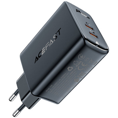 Зарядний пристрій 2xUSB 50W (USB-C+USB-C) Gan A29 Fast Charger Black Acefast