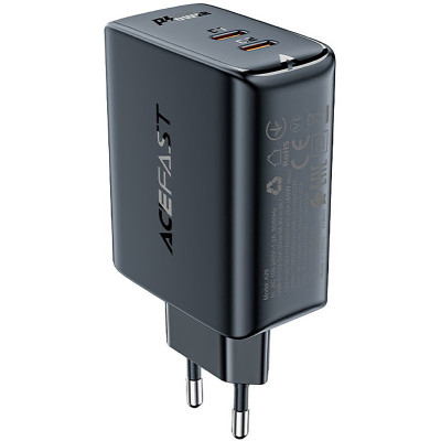 Зарядний пристрій 2xUSB 50W (USB-C+USB-C) Gan A29 Fast Charger Black Acefast