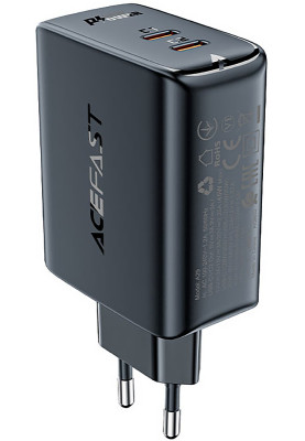Зарядний пристрій 2xUSB 50W (USB-C+USB-C) Gan A29 Fast Charger Black Acefast