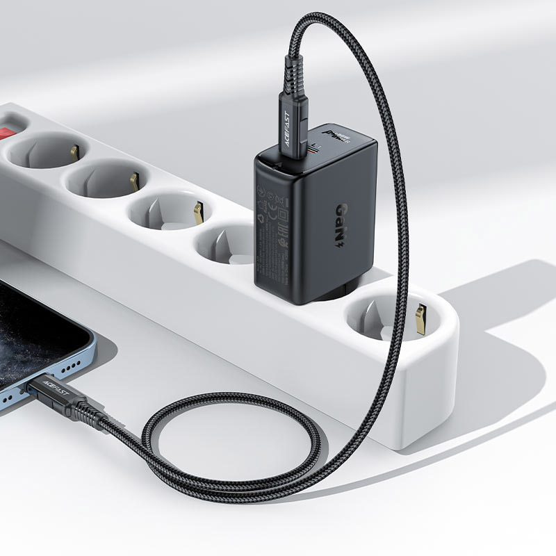 Зарядний пристрій 2xUSB 50W (USB-C+USB-C) Gan A29 Fast Charger Black Acefast
