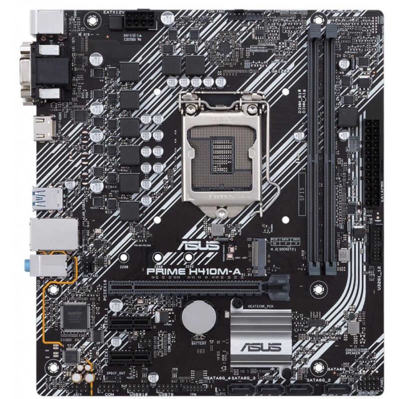 Материнська плата ASUS PRIME H410M-A/CSM (1200/H410, 2*DDR4, 1xPCIex16, HDMI/DVI/VGA, 4xSATAІІІ, M.2, GLan, 7.1ch, mATX)