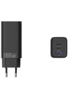 Зарядний пристрій 3xUSB 65W (2xUSB-C+USB-A) PD3.0+QC4.0 чорний Vention