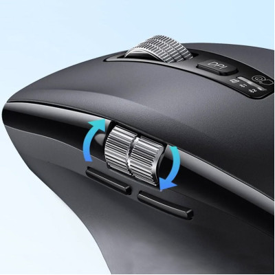 Мишка UGREEN 2.4GHz&BT M751 Ergonomic Contoured-Shape, бездротова, 5000dpi., 5кн., Чорна