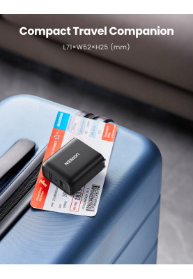 Зарядний пристрій 2xUSB 36W (USB A QC 3.0) Fast Charger чорний CD161 Ugreen