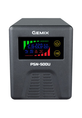 ДБЖ Gemix PSN-500U, 500VA/350W 12V/220V, 5/7/9A, 2*Schuko, без АКБ
