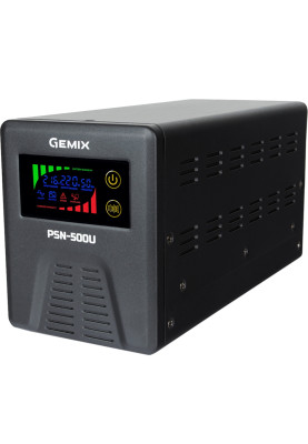 ДБЖ Gemix PSN-500U, 500VA/350W 12V/220V, 5/7/9A, 2*Schuko, без АКБ