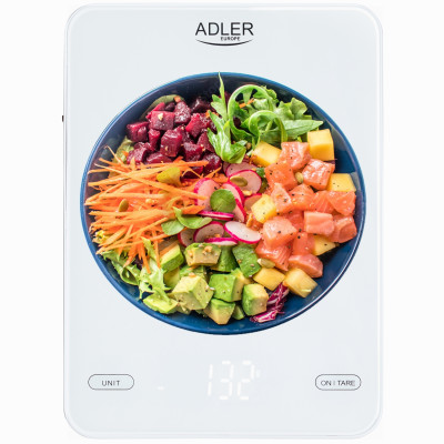 Ваги кухонні Adler AD 3177 white електронні/10кг/г; мл, унція/ USB type C/ автовимкнення/ скло