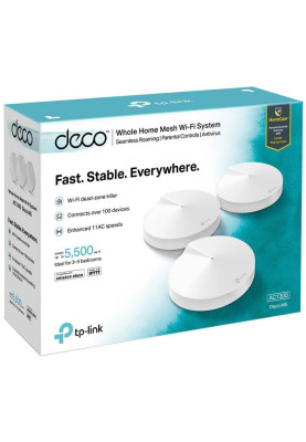 Система WiFi TP-LINK Deco M5 3 pcs, AC1300, 1xGE LAN, 1xGE WAN, MESH, MU-MIMO, Beamforming