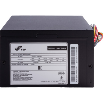 БЖ 400W FSP ATX-400W PNR PRO 120mm silent fan, Retail Box