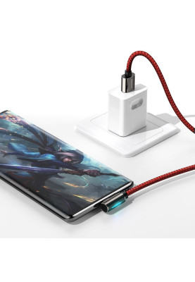 Кабель USB3.1 AM-Type-C M, 1 м, 66W, 90° Червоний, Legend Series Elbow CATCS Baseus