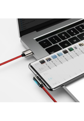 Кабель USB3.1 AM-Type-C M, 1 м, 66W, 90° Червоний, Legend Series Elbow CATCS Baseus