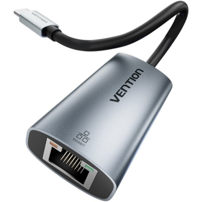 Перехідник USB 3.1 Type-C--> Ethernet RJ45 1000Mb чорний Aluminum Alloy Type Vention