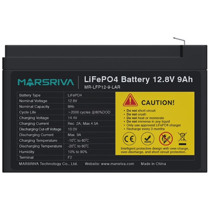 Акумуляторна батарея Marsriva 12.8V, 9.0A, літієва батарея