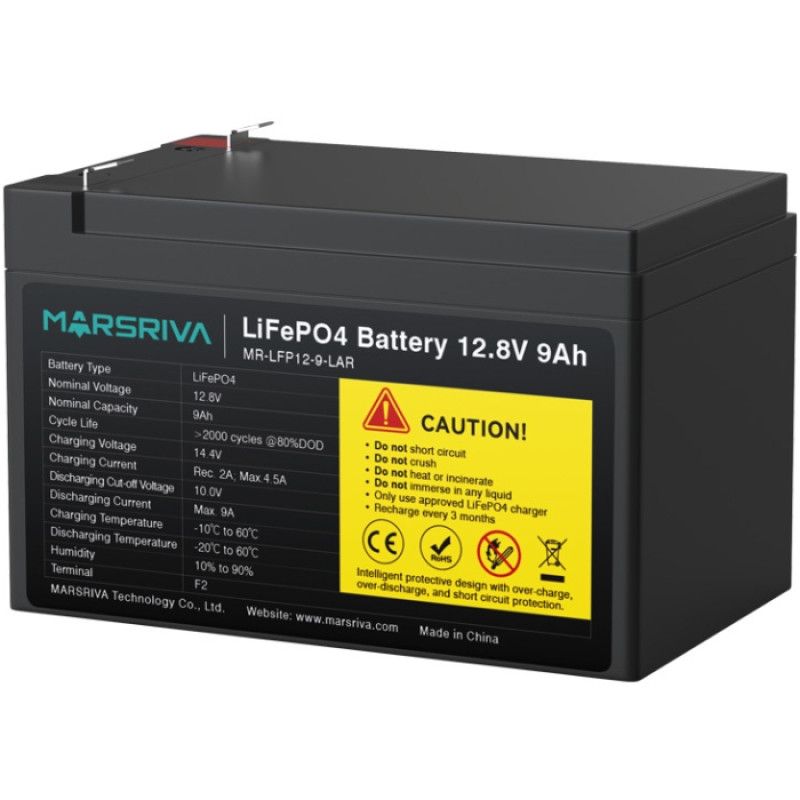 Акумуляторна батарея Marsriva 12.8V, 9.0A, літієва батарея