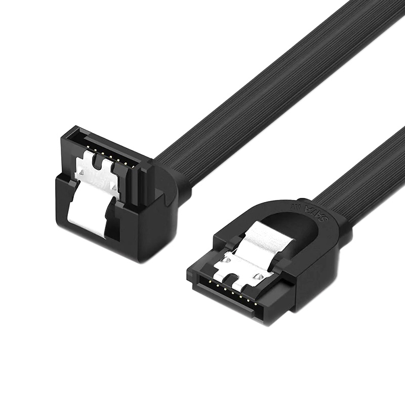 Кабель UGREEN SATA 3.0  F/F, чорний, 50см, L - конектор, чорний