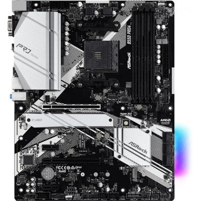 ASRock B550 Pro4 (AM4/B550, 4*DDR4, 2xPCIex16, HDMI/VGA, 6xSATAIII, 3xM.2, GLan, 7.1ch, ATX)