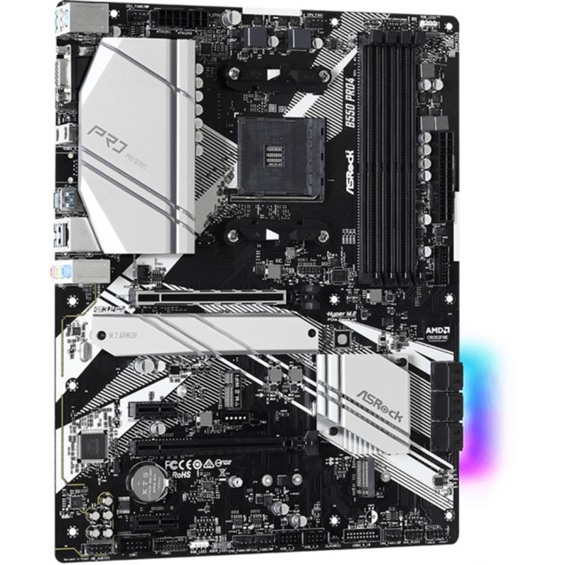 ASRock B550 Pro4 (AM4/B550, 4*DDR4, 2xPCIex16, HDMI/VGA, 6xSATAІІІ, 3xM.2, GLan, 7.1ch, ATX)