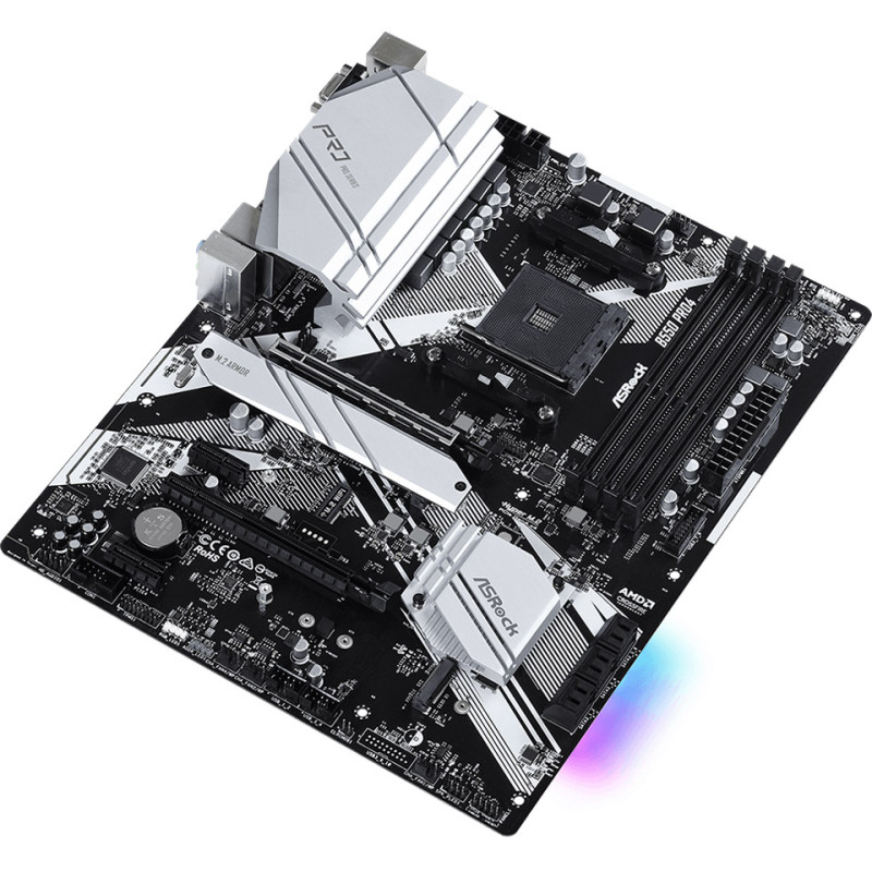 ASRock B550 Pro4 (AM4/B550, 4*DDR4, 2xPCIex16, HDMI/VGA, 6xSATA, 3xM.2, GLan, 7.1ch, ATX)
