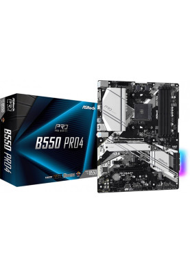 ASRock B550 Pro4 (AM4/B550, 4*DDR4, 2xPCIex16, HDMI/VGA, 6xSATAIII, 3xM.2, GLan, 7.1ch, ATX)