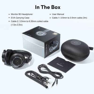 Гарнітура OneOdio Monitor 80, 3,5мм/6,35мм, з кейсом, Black Гарнітура OneOdio Monitor 80, 3,5мм/6,35мм, з кейсом, Black