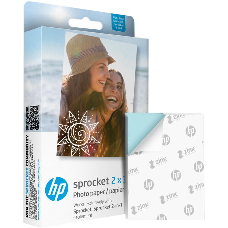 Фотопапір HP Zink 2"x3" Глянцевий, самоклеючий, 20 листів