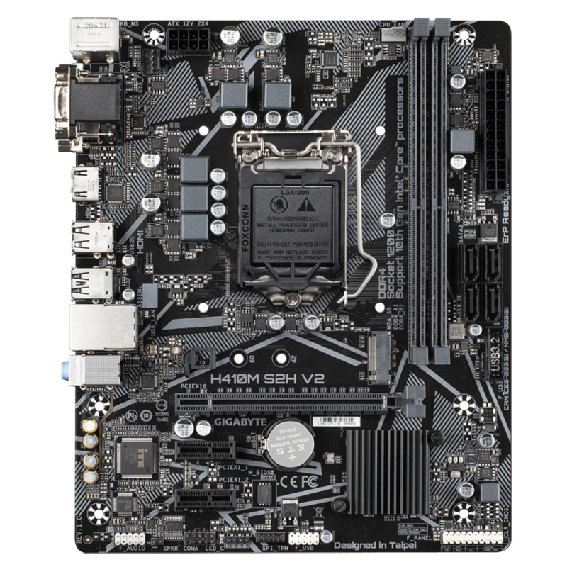 Материнська плата Gigabyte H410M S2H V2(1200/H470, 2*DDR4, 1xPCIex16, HDMI/DVI/VGA, M.2, 4xSATAІІІ, GLan, 7.1ch, mATX)