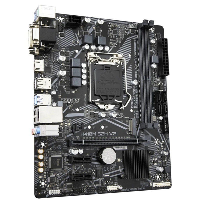 Материнська плата Gigabyte H410M S2H V2(1200/H470, 2*DDR4, 1xPCIex16, HDMI/DVI/VGA, M.2, 4xSATAІІІ, GLan, 7.1ch, mATX)
