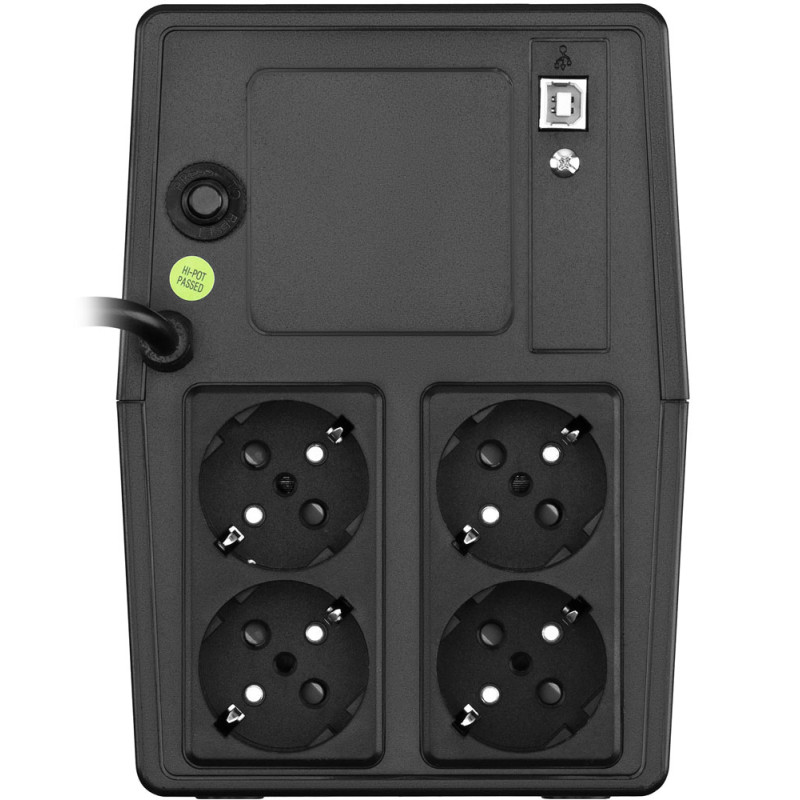 ДБЖ FSP iFP-1000, 1000ВА/600Вт, LCD, Schuko*4. 230V/50Hz ,w/o RJ45,w/ USB, Black, 12V/7Ah*2,CIS