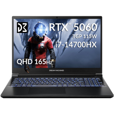 Ноутбук Dream Machines RG5060-15UA21 15.6” QHD 144Hz/i7-14700HX/32 GB/SSD 1TB/RTX5060/GLAN/DOS (RG5060-15UA21)