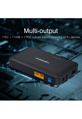 ДБЖ Marsriva DC UPS для роутерів KP2 EC DC+PoE+USB OUT, 5V/9V/12V 18W 8000mAh (29,6Wh) Li-Ion