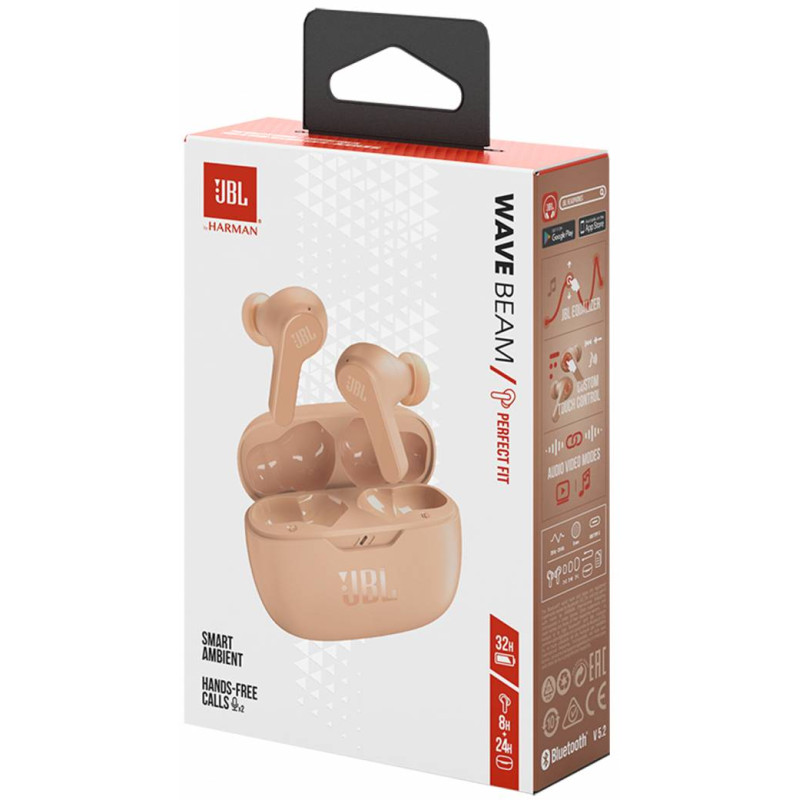 Навушники з мікрофоном JBL TWS Wave Beam Beige JBLWBEAMBEG