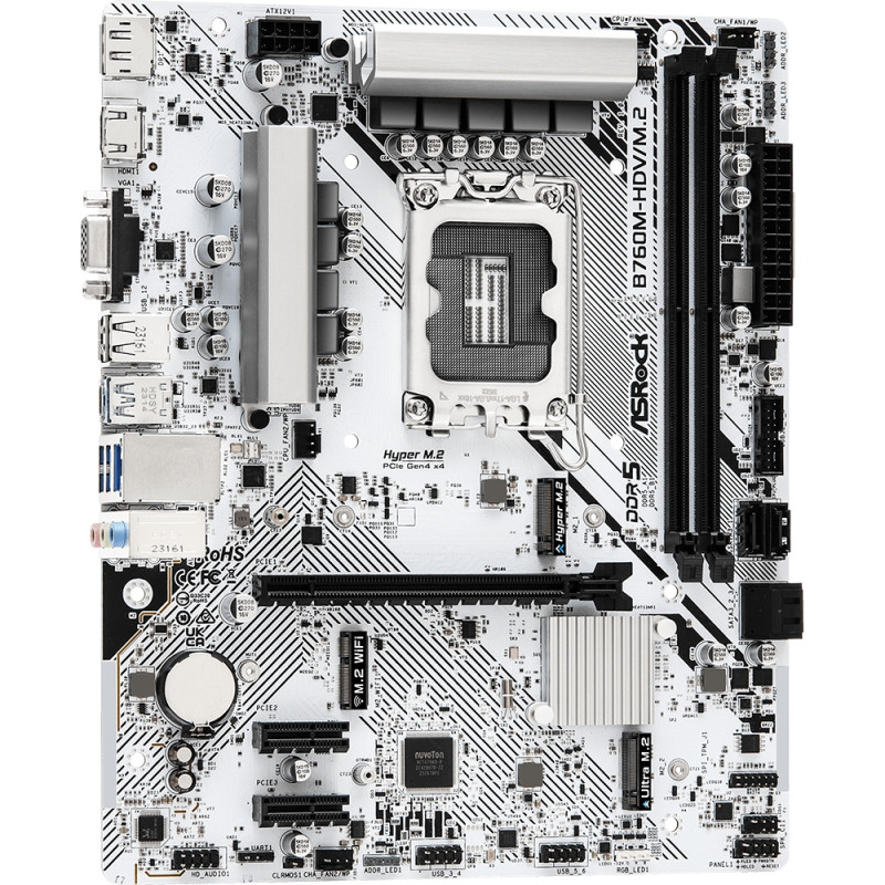 ASRock B760M-HDV/M.2 (1700/B760, 2*DDR5, 1xPCIex16, 4xSATA, 2xM.2, 2.5GLan, 7.1ch, mATX)