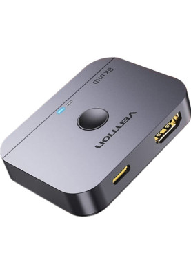 Switch HDMI 2.1 8K 60Hz 3D, HDCP HDR Dolby 7.1 перемикач двонаправлений 2 in 1 out  Vention