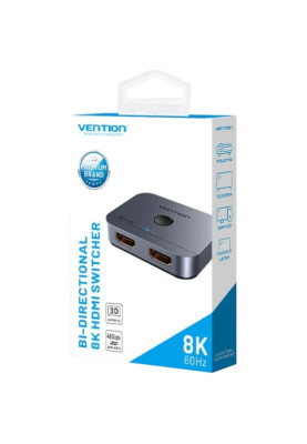 Switch HDMI 2.1 8K 60Hz 3D, HDCP HDR Dolby 7.1 перемикач двонаправлений 2 in 1 out  Vention