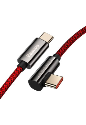 Кабель USB3.1 Type-C M-M, 2 м, 100W (20V/5A), 90° Червоний, Legend Series Elbow CACS Baseus