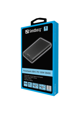 УМБ Sandberg PD 38400mAh 100W 20В/5А, UPS mode, 2хUSB, Type-C OUT