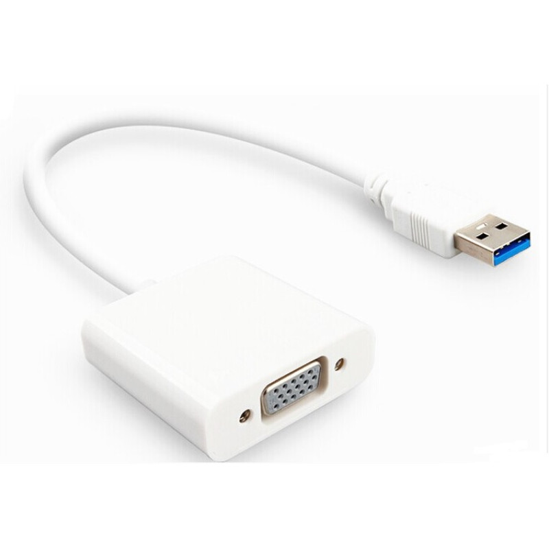 Перехідник USB 3.0 Type-A --> VGA Full HD, 0,2м, білий